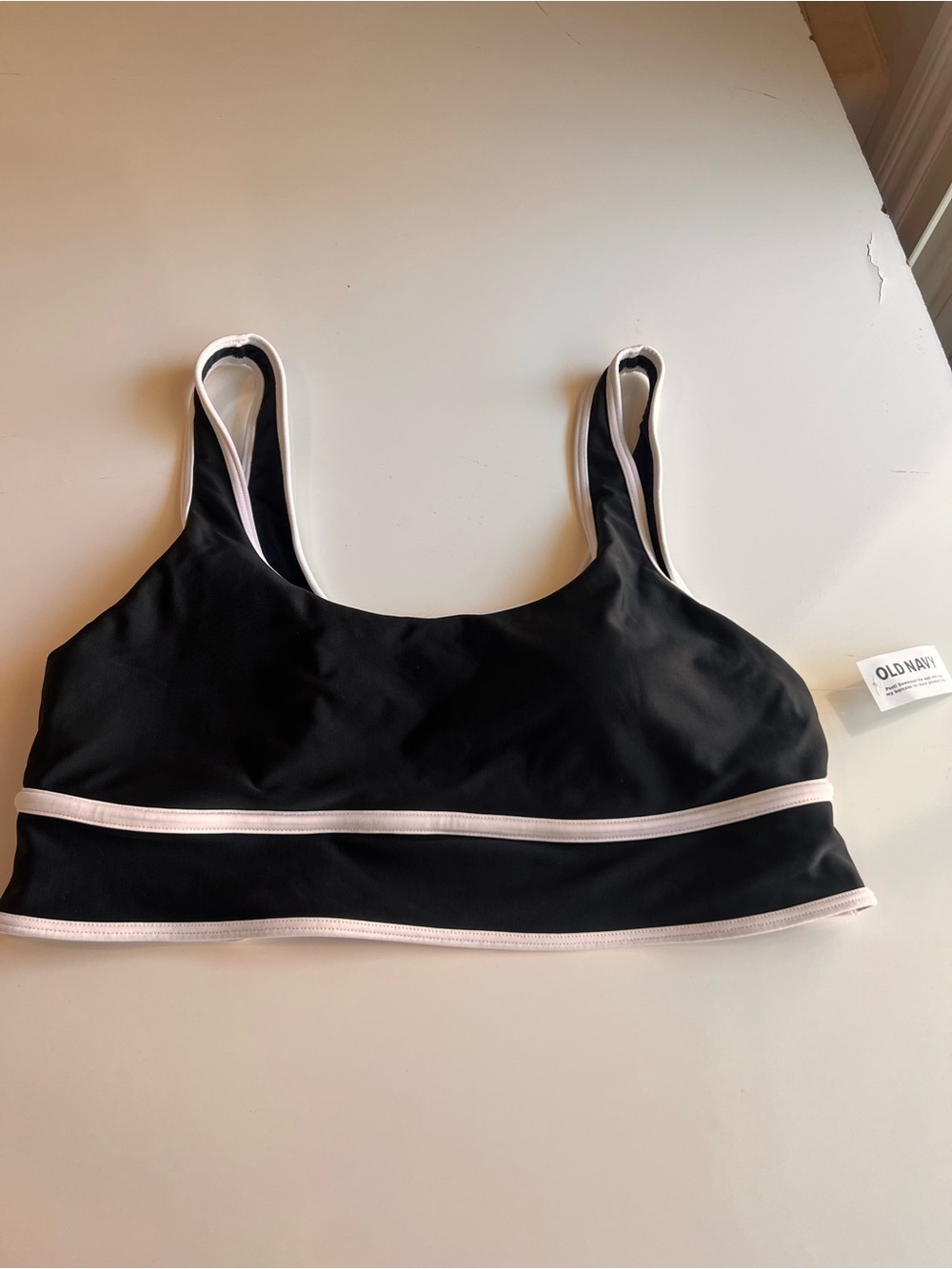 Old Navy Black Swim Sports Bra with White Trim - Picture 7 of 7